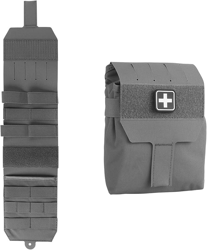 Small Tactical First Aid Pouch Lightweight Medical Kit Bag for MOLLE Straps Compact Organizer for Chest Rigs Battle Belts Hiking Packs