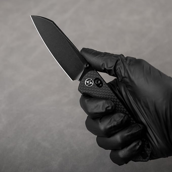 OLITANS G062 Folding Knife for EDC 14C28N Steel Blade Pocket knife Crossbar Lock Knife for Outdoor Survival Hunting and Camping 3.28oz（G10 Carbon Fiber+Black Coating）