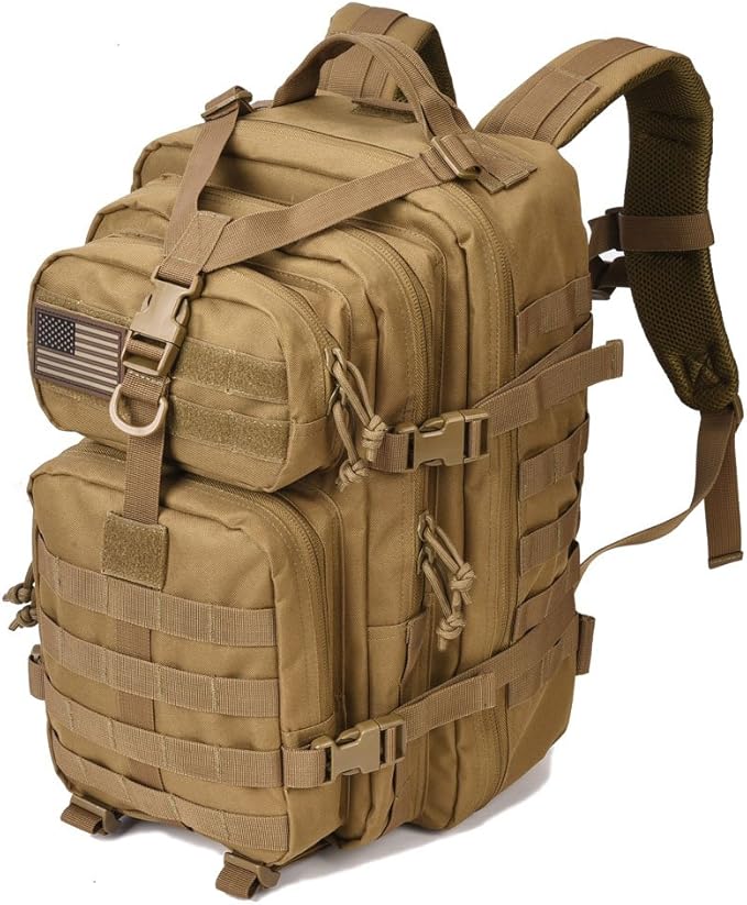 REEBOW GEAR Military Tactical Backpack 3 Day Assault Pack Army Molle Bag Backpacks Rucksack 35L Tan