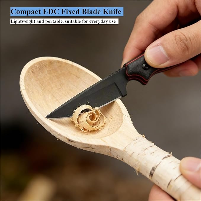 7.6 Small EDC Fixed Blade Knife Full Tang 8Cr13Mov Steel Blade G10 Handle with Kydex Sheath Everyday Carry for Outdoor &amp Camping Tool