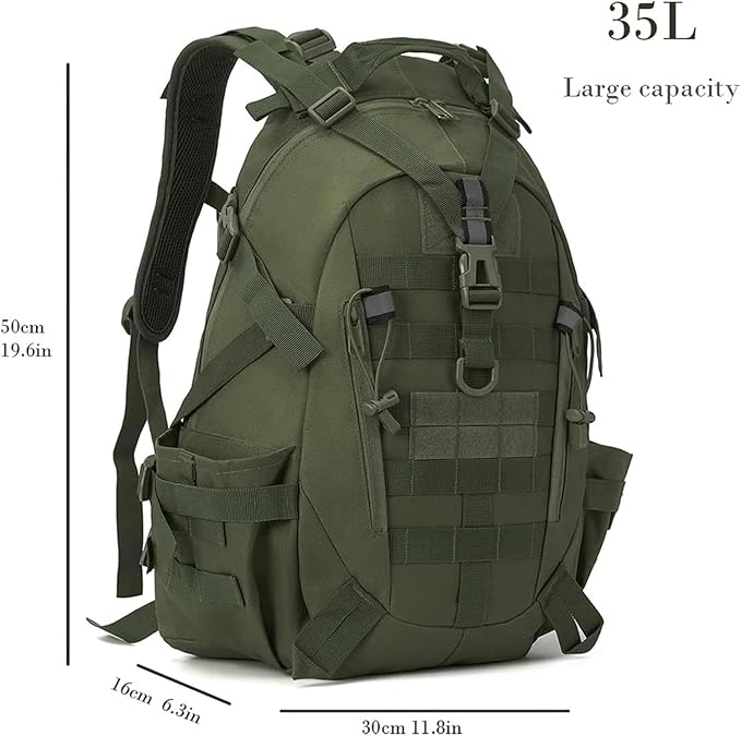 40L Tactical BackpackCompatible for Men Camping Hiking Backpacks Reflective Outdoor Travel Bags Survival(Khaki)
