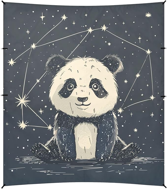 ALAZA Cute Panda Constellations Beach Tent Sun Shelter Portable Canopy Sunshade for Outdoor Camping Picnics Backyard Fun 10x9 ft