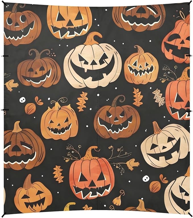 ALAZA Autumn Monster Pumpkin Pattern Beach Tent Sun Shelter Portable Canopy Sunshade for Outdoor Camping Picnics Backyard Fun 10x9 ft
