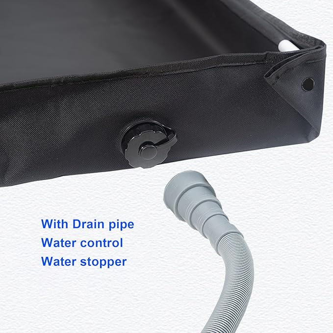 Diydeg Portable Shower Pan 31.5 x 31.5 x 3.9 Inch Foldable Shower Base with Detachable Drain Pipe for Outdoor Camping Beach