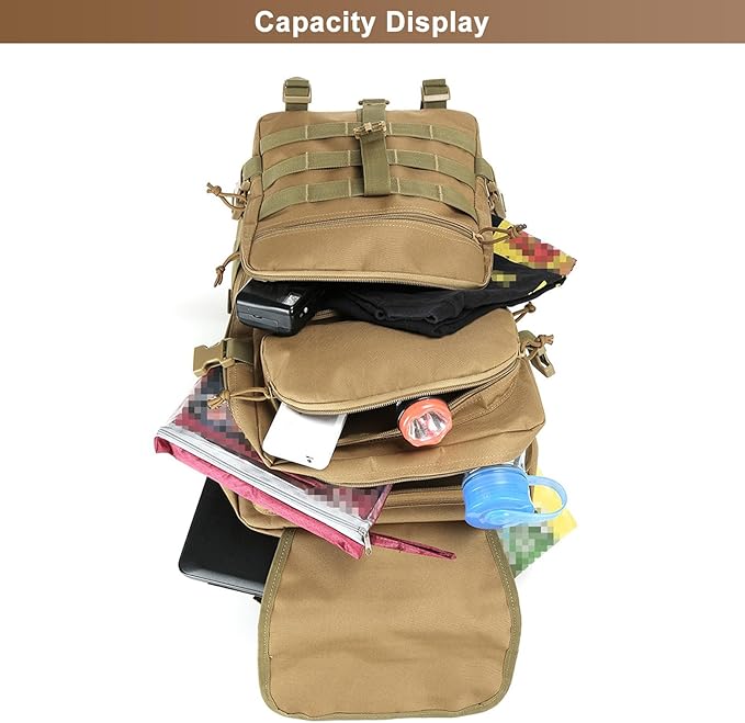 Men's Large Capacity Camping Backpack Oxford Cloth Tactical Rucksack Lightweight Outdoor Hiking Travel Daypack (Black)