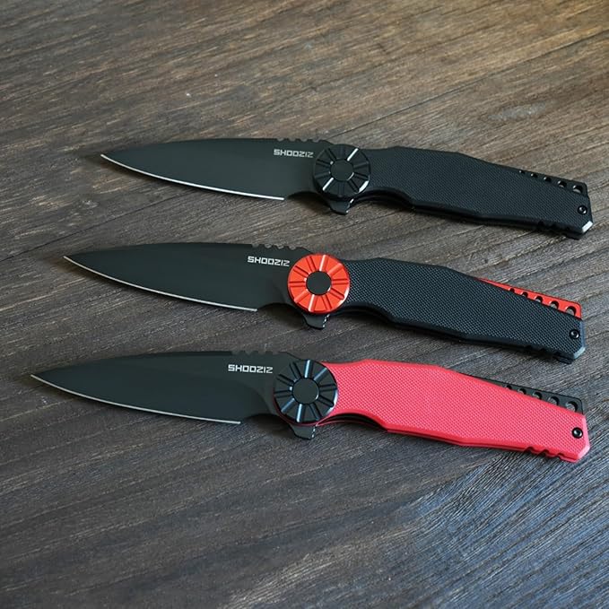 KILA-RGBS 3.15 DC53 Steel Satin Blade Folding EDC Knife for Camping ManBlack Aluminum Bolster + G10 Handle with Pocket Clip.