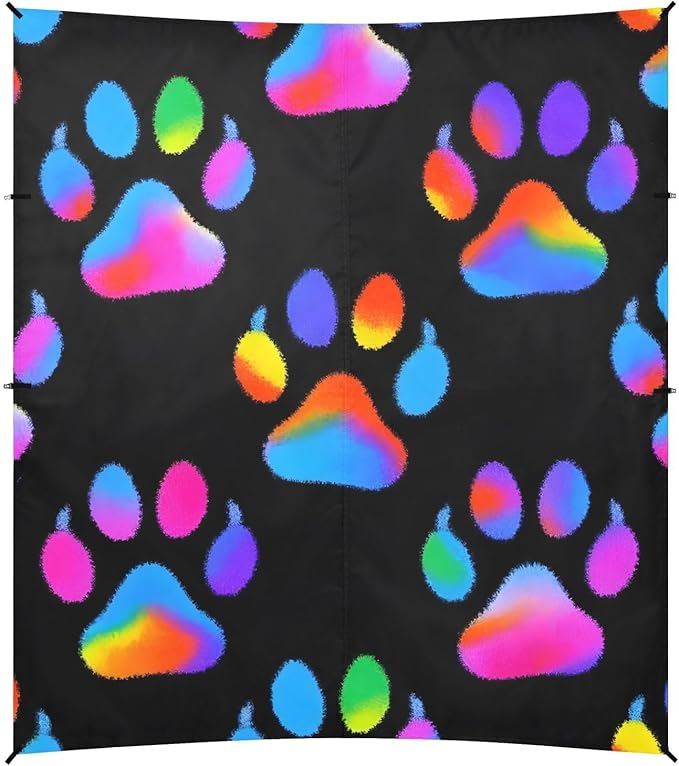 ALAZA Neon Dog Paw Pattern Beach Tent Sun Shelter Portable Canopy Sunshade for Outdoor Camping Picnics Backyard Fun 10x9 ft