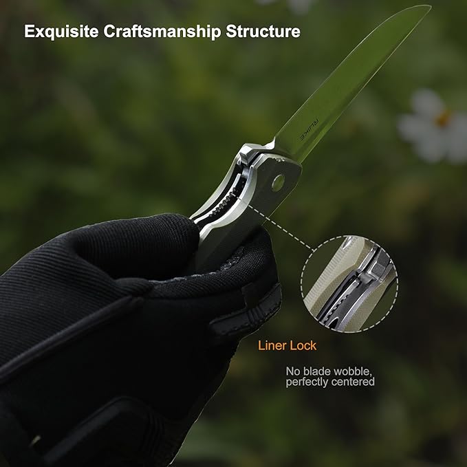 Heavy Outdoor Tactical Folding Pocket Knife for men14C28N Stainless Steel BladeG10 HandleLiner LockEDC Hunting Bushcrafting Camping Knives Belt Clip CarryMicrotech Elemental Fishing HikingFather