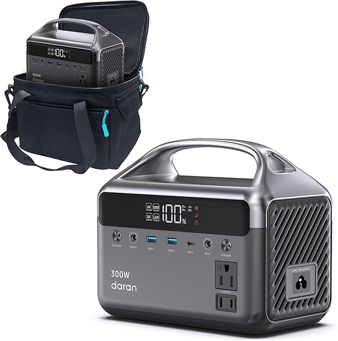Portable Power Station 300W (600W Peak) 192Wh (60000mAh) Mini Solar Generator LiFeP04 Battery with AC Outlets Fast Charing Power Bank 7 Port Design for Emergency Hurricane (Solar Optional)