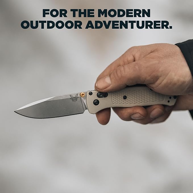 Benchmade - Bugout Outdoor EDC Folding Knife Slim Lightweight Plain Edge Drop-Point Blade CPM-S30V Stainless Steel (58-60HRC) Grivory Handle (535-12)