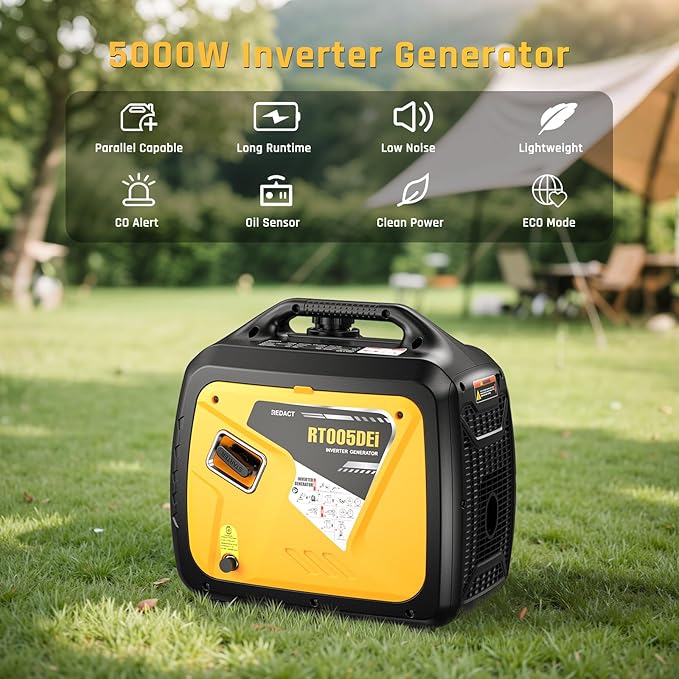 5000 Watts Portable Dual Fuel Inverter Generator– Small Gasoline LPG Powered for Home Backup Camping RV Tailgating with CO Protection Eco Mode Recoil/Electric/Remote Start Parallel Capable