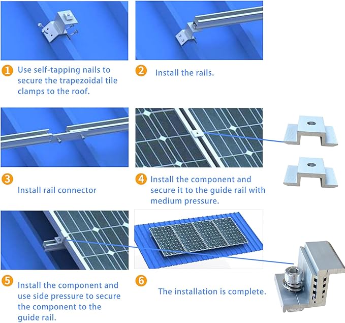 Solar Panel Mounting Z Brackets - Adjustable Aluminum Clamps 30-45Mm 20 Mid and 8 End Clamps for Panels