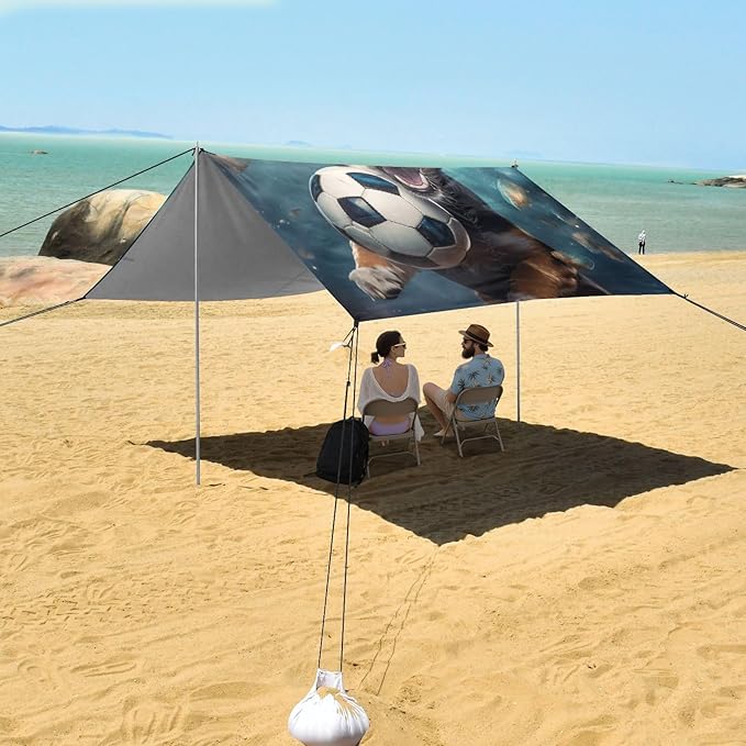 ALAZA Funny Dog Nebula Football Beach Tent Sun Shelter Portable Canopy Sunshade for Outdoor Camping Picnics Backyard Fun 10x9 ft