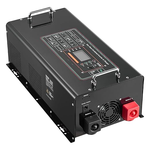 VEVOR Pure Sine Wave Inverter Charger 6000 Watt DC 48V to AC 120V Battery Charger with LCD Display Remote Control Solar Inverter for Off-Grid Solar RV Boat Home Compatible with Various Batteries