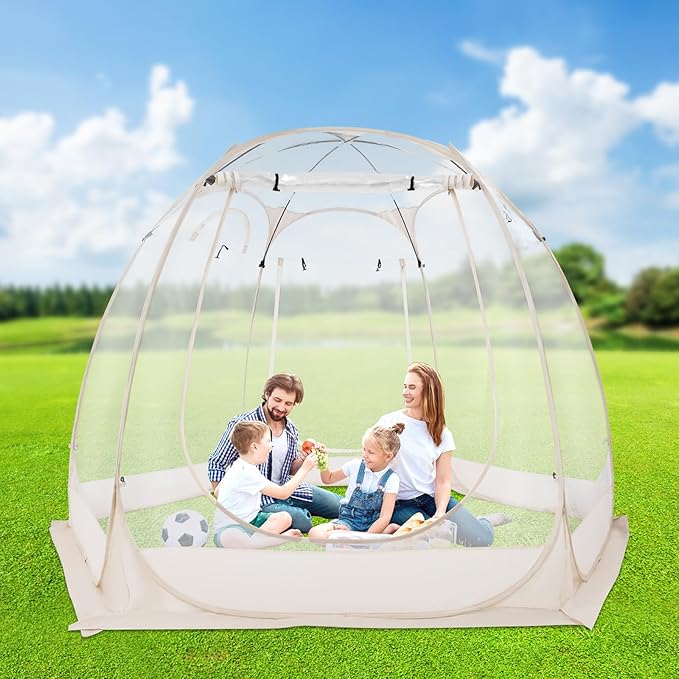 3m Clear PVC Camping Tent with Stargazer View 360° Transparent Bubble Tent for Backyard Garden Outdoor Events Champagne