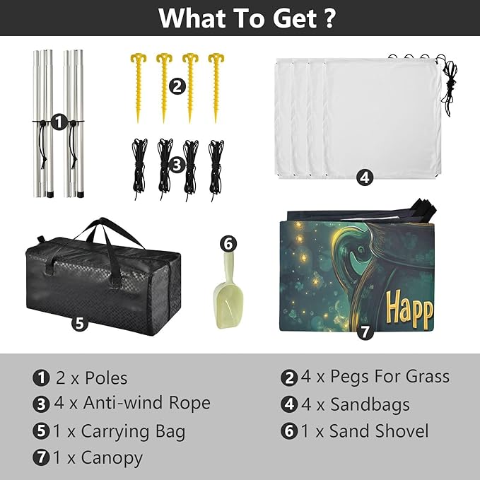 St Patrick's Day Coin Pot Beach Tent Sun Shelter Set UPF50+ UV Protection 10.5 x 9.19 FT Camping Shade Canopy with Sandbags Sand Anchors Carrying Bag and Others