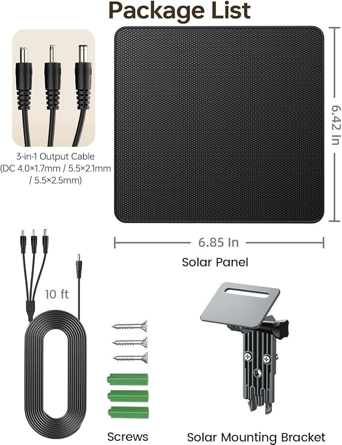 Trail Camera Solar Panel KJK 6W Solar Battery Charger 12V/1.5A with 10000mAh Built-in Battery IP67 Waterproof for Cellular &amp Wireless Hunting Cameras