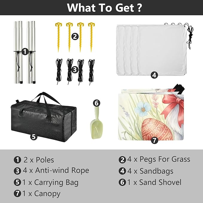 Beach Canopy with Windproof Ropes &amp Sandbags Beach Tent Sun Shade Sun Shelter for Camping Trips Fishing Backyard Fun or Picnics Easter Bunny