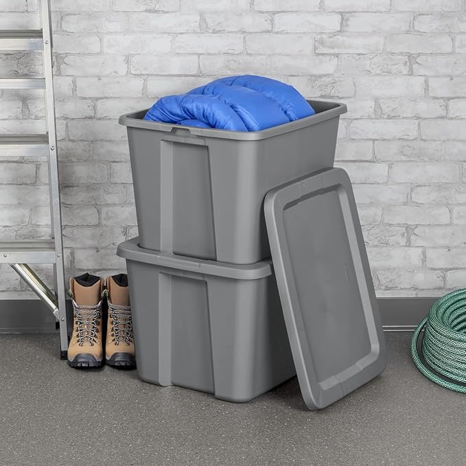 KKEATOY 18 Gallon Storage Tote Box Plastic Storage Bin Tote Organizing Container With Durable Lid Stackable and Nestable Snap Lid Plastic Storage Bin Gray Set of 2