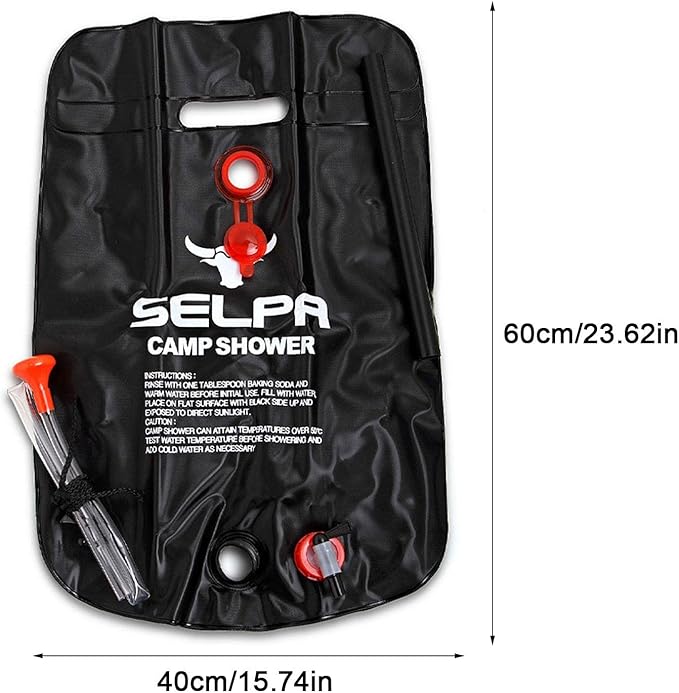 Solar Shower Bag 20L 20L Solar Shower Bag 5 Gallons/20L with Removable Hose and On-Off Switchable Shower Head for Camping Beach Traveling