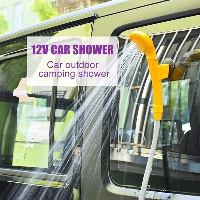Portable Camping Shower 12V Electric Portable Camping Shower Shower Bag with Removable Hose Suitable for Camping Boating Fishing Pet Cleaning