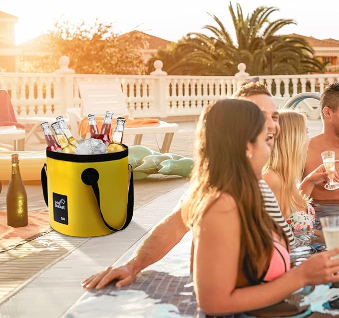 Tessco for you 4 Pcs 20L Collapsible Bucket with Handle 5 Gallon Portable Folding Bucket Foldable Water Container for Camping Hiking Fishing Beach Car Washing
