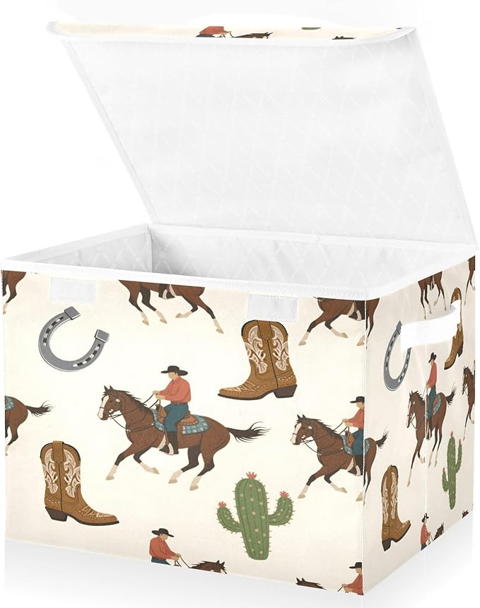 senya Baskets Collapsible Storage Bins with Lids Cactus Horse Rider Storage Boxes Clothes Baskets for Organizing