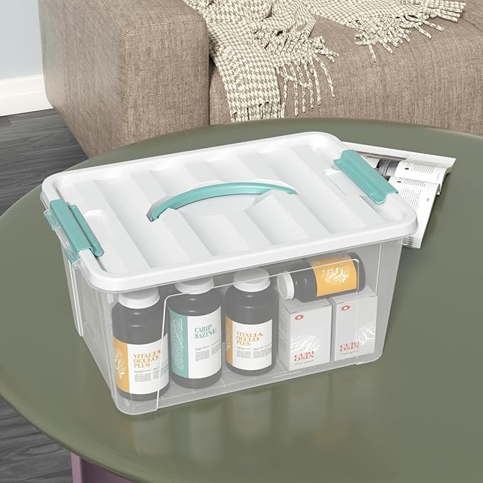 6-Pack Clear Storage Latch Bins 14 L Plastic Storage Boxes with Lid