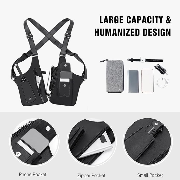 FANDARE Anti-Theft Underarm Chest Bag Double Shoulder Armpit Holster Tactical Sling Ba