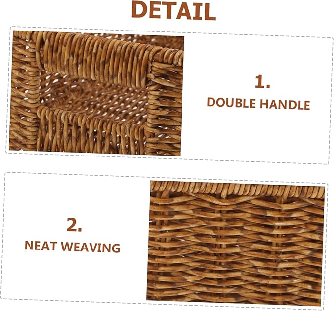 ABOOFAN Rattan Storage Basket Lid Fabric Bin Imitation Rattan Box Woven Sundries Basket Home Decor