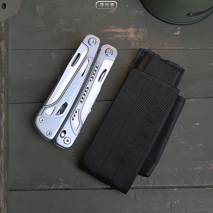 Multitools 20-in-1 Full-Size Lightweight EDC Multi-Purpose PliersWith Safety Locking Knife Tactical Gear Tools Men Gift Ideas Equipment for Emergencies Hiking and Outdoor Camping (Silver)