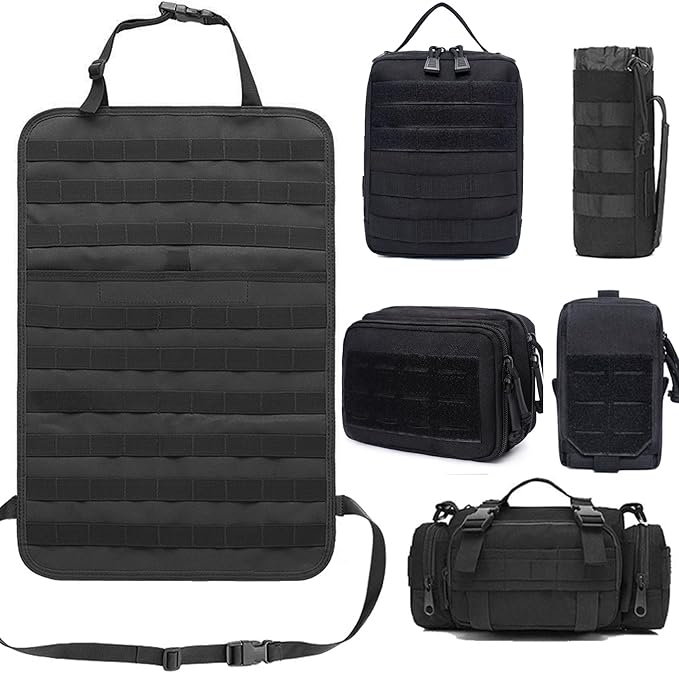 Molle Seat Back Organizer with 5 Pouches Tactical Seat Covers Molle Tactical Vehicle Organizers Panel Car Seat Covers Protector for Truck