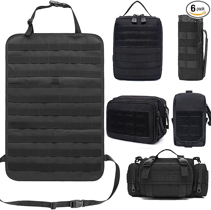 Molle Seat Back Organizer with 5 Pouches Tactical Seat Covers Molle Tactical Vehicle Organizers Panel Car Seat Covers Protector for Truck