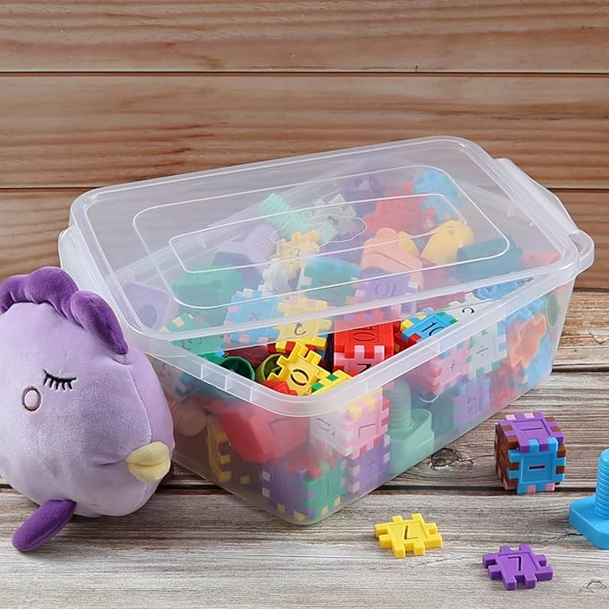 4 Packs 6.5 Quart Clear Storage Bin Plastic Latching Storage Bin Box with Lid