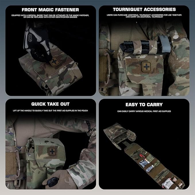Small Tactical First Aid Pouch Lightweight Medical Kit Bag for MOLLE Straps Compact Organizer for Chest Rigs Battle Belts Hiking Packs