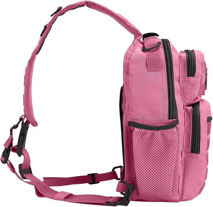 Rover Sling Pack Tactical Shoulder Sling Bag Backpack with Bottle Holder Crossbody Chest Bag Pink