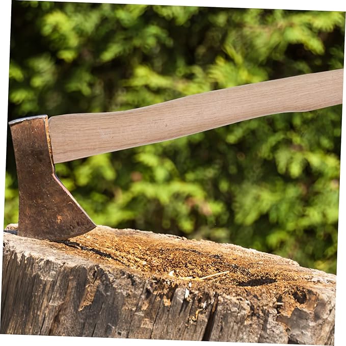 Kisangel 1 Set Wooden Axe Handle Replacement Woodworking Tool with Wedges for Hatchets and Axes Durable Comfortable Grip for Garden and Camping Use
