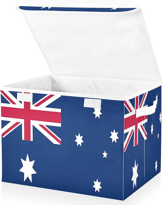 Australia Flag Australian National Blue Red Storage Bin with Lid Stackable Office Storage Clothing Storage Bins for Dorm
