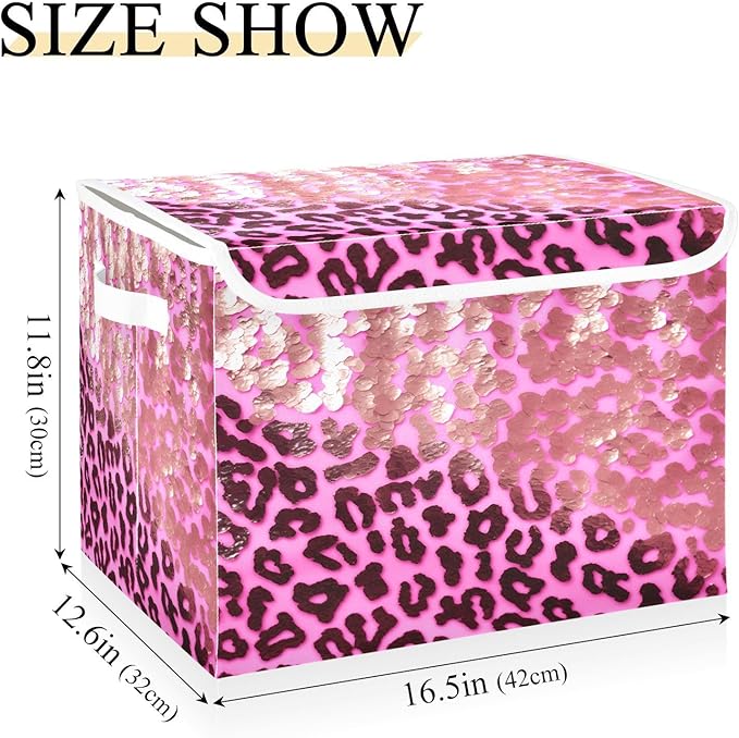Leopard Gradient Glitter Decoration Sequins Peach Purple Storage Containers with Lids Collapsible Organizing Bins Storage