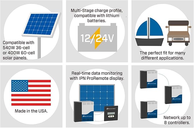Solar Boost SB3024iL MPPT Charge Controller 40A/30A 12V/24V Battery. Auxiliary Output for Dual Battery Charge or 20A LVD Load Output
