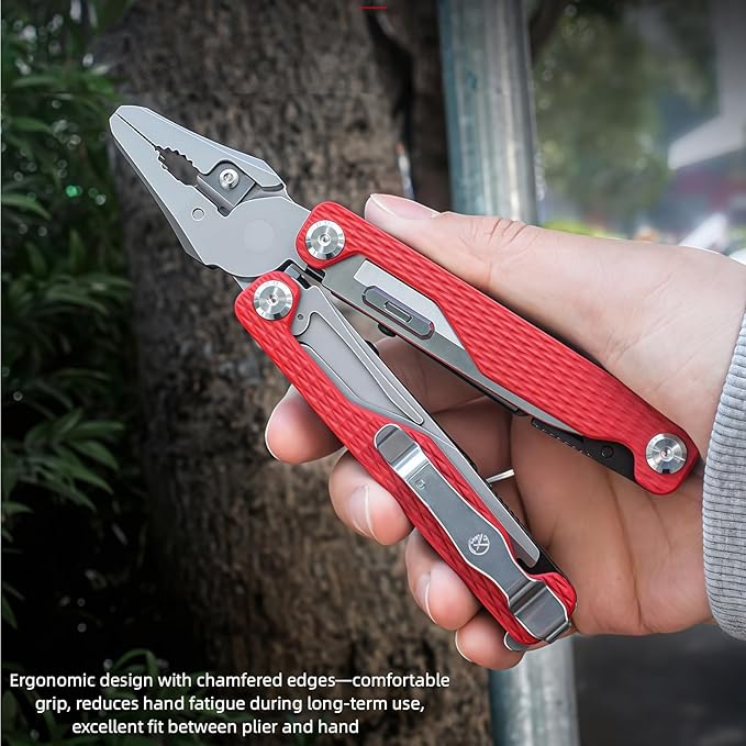 Multitool 20-in-1 Full-Size Multi-Purpose Pliers Lightweight EDC Tactical Gear With Safety Locking Camping Knives &amp Tools Gifts for Guys Gifts for Hunters Men who have Everything (Green Ca