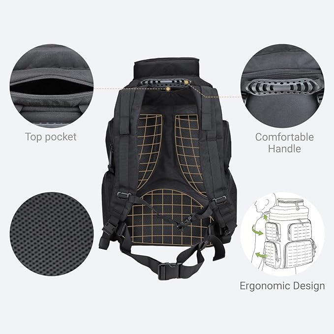 MGFLASHFORCE Tactical Range Backpack for handgunsLaser-Cutting Modular Gun Backpack with 5 Pistol Cases for Hunting and Shooting