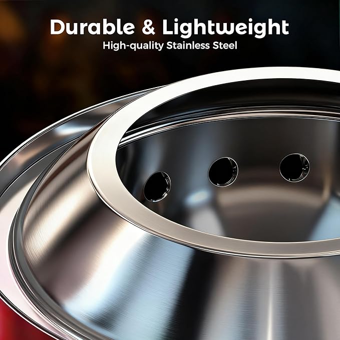 BALI OUTDOORS 6.5 inch Tabletop Fire Pit Round Stainless Steel Table Top Firepit Small Outdoor Smokeless Firepit Portable Red