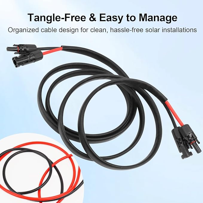 XRDS -RF Solar Panel Cable 100FT 10AWG Solar Extension Cable with Male &amp Female Solar Connectors Flame-Retardant Protective Sleeving Solar Cable Weatherproof PV Wire for Solar Panel Connection