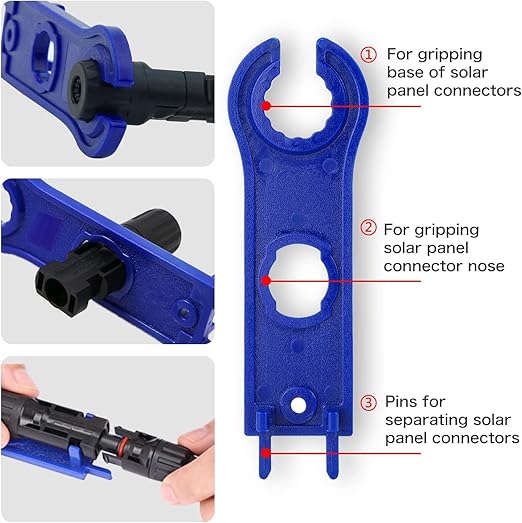 Solar Panel Crimping ToolCrimping Tool Kit with 10PCS Connectors and 2PCS Spanner Wrench and 2PCS Y Solar Connectors and Solar Wire Crimping Tool for PV Cable
