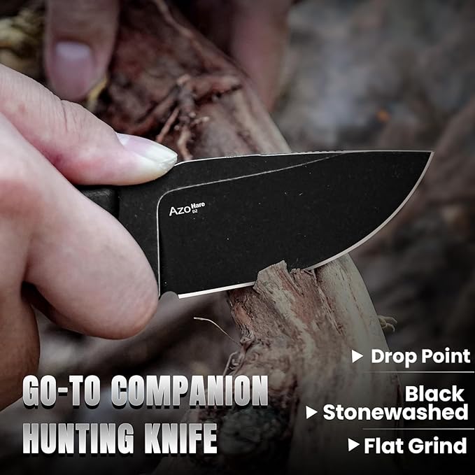 Kizer Hare Fixed Blade Knife with Sheath 3.14 D2 Steel Blade EDC Fixed Blade Hunting Knives with Black G10 Handle Small Bushcraft Survival Neck Knives Outdoor Camping Knife for Men Women 1077M1