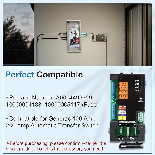 A0004499959 Transfer Switch Smart AC Module Load Generator Shed Module Replacement for Generac 100 200 Amp Automatic Transfer Switch ATS Control Module Replace 10000004183