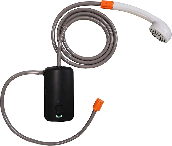 Portable camping shower set 4400mAh batteryself suction shower pumpsuitable for family camping hikingbackpackingbeachpetspumping the water from the bucket into a stable and gentle shower flow