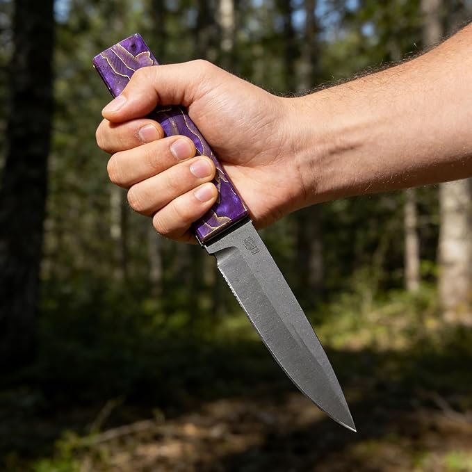 Purple Marble Textured Knife Handle Blank Material DIY Composite Material Patch 8mm Thick(4pcs)
