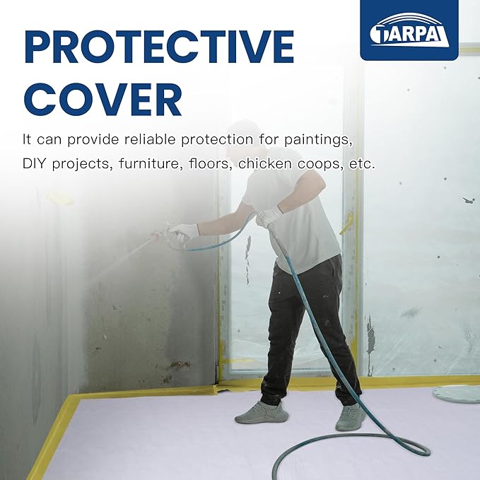 TARPAL 6x100 Feet(2pack) White Tarp Roll 5mil Waterproof Tarps polyethylene Multipurpose Tarp Cover Dustproof Tear Resistant for Decoration Greenhouse Painting Home use